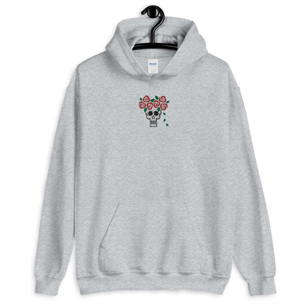 Skull Royalty Flower Embroidered Unisex Hoodie