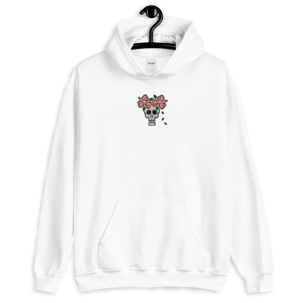 Skull Royalty Flower Embroidered Unisex Hoodie