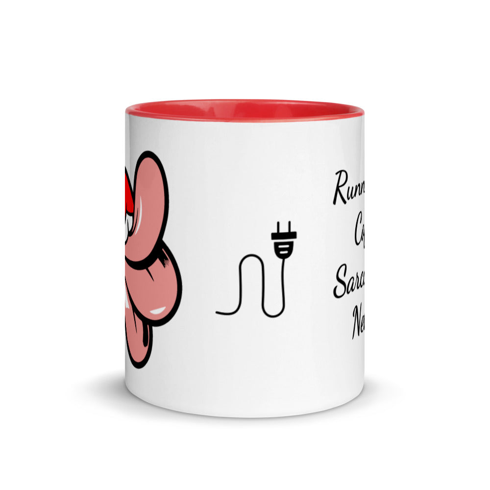 "Running on Coffee Sarcasm and Netflix" Two Toned Mug with Color Inside