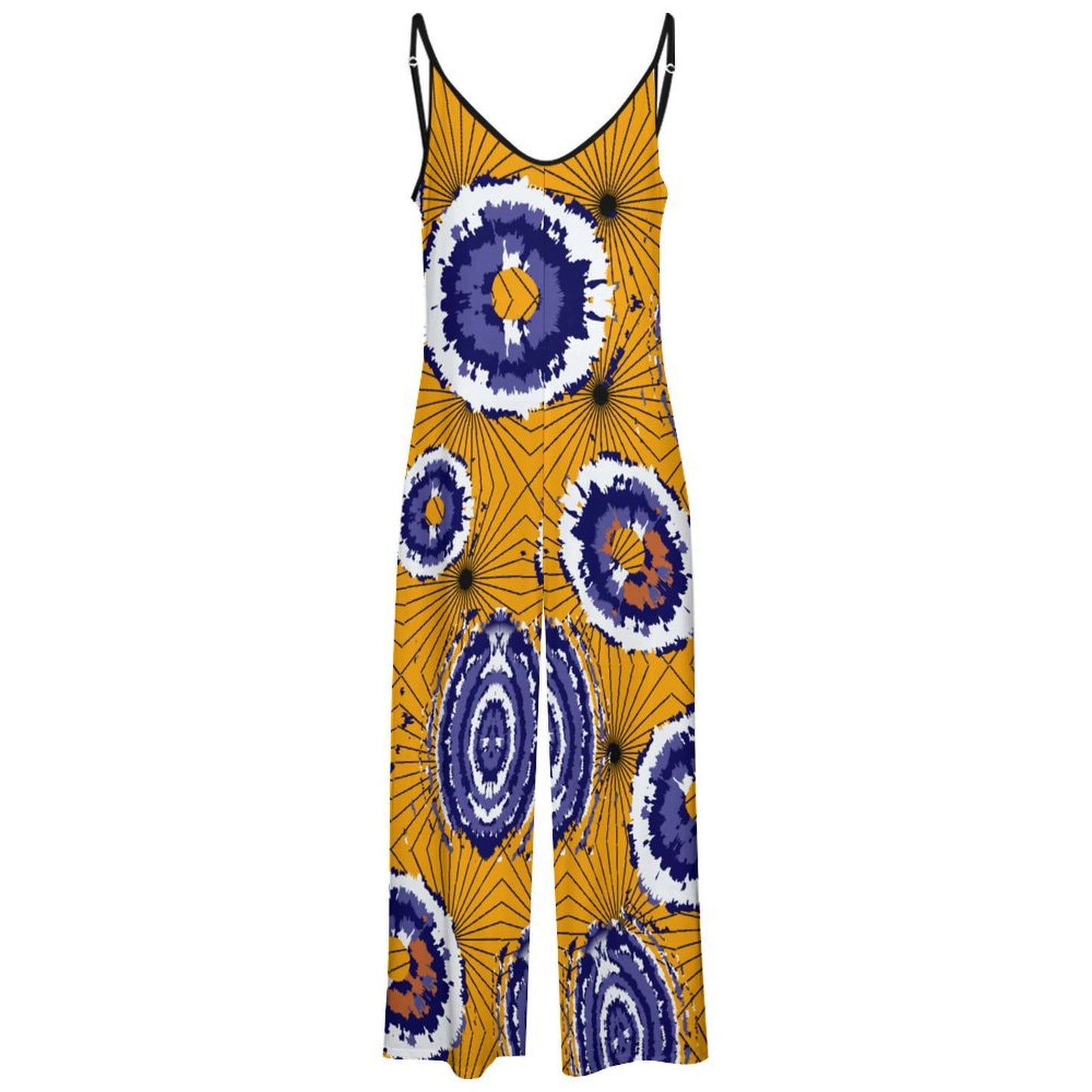 Yellow Tie and Dye Suspender Jumpsuit