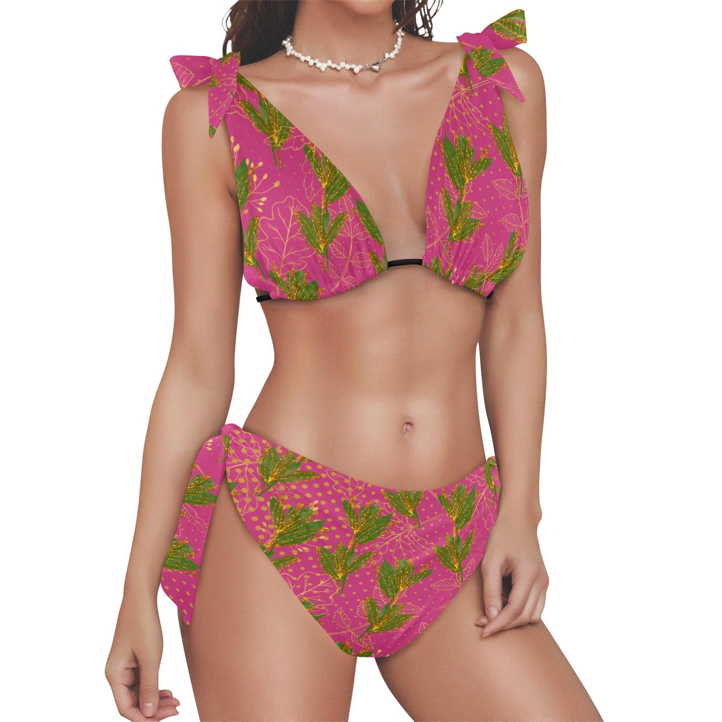 Gold Leaf Ankara Bikini Swimsuit