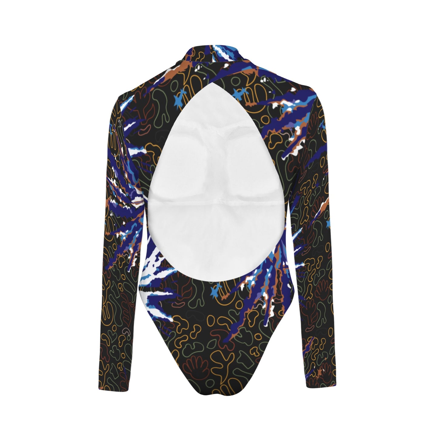 Tie-Dye Long Sleeve Backless One-Piece Swimsuit