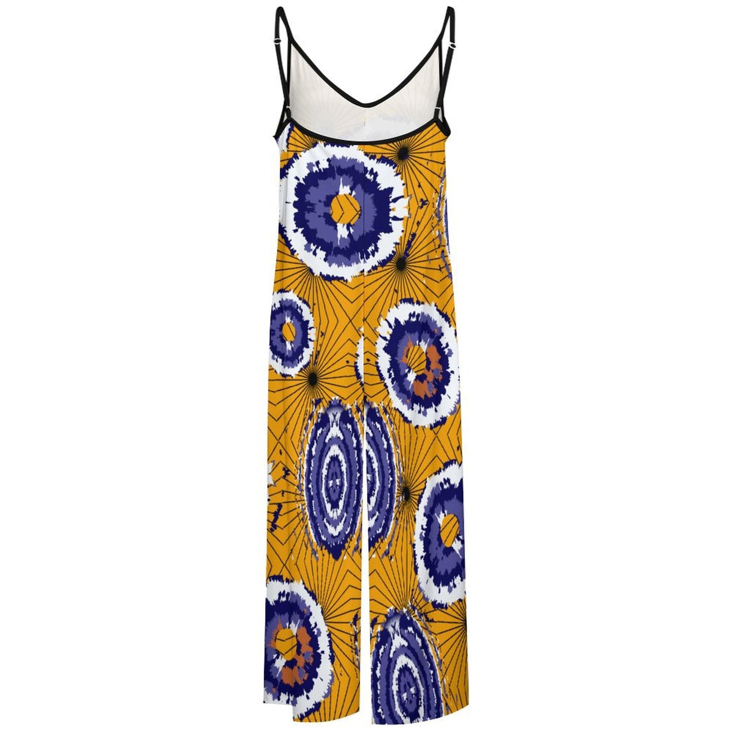 Yellow Tie and Dye Suspender Jumpsuit