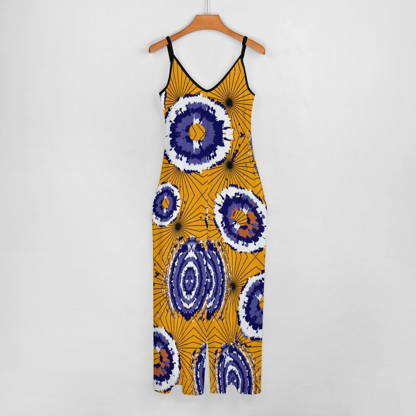 Yellow Tie and Dye Suspender Jumpsuit