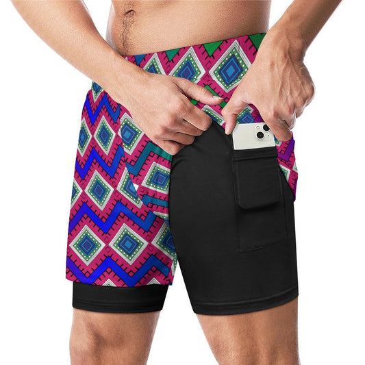 Quad Print Mans Athletic Shorts with inner tights