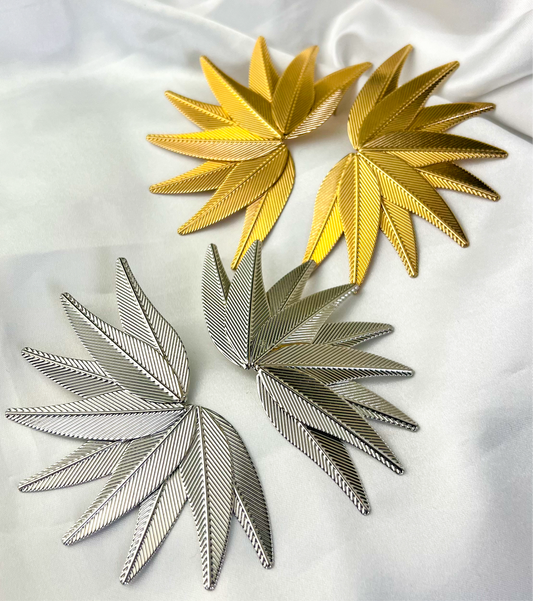 Gold and Silver Leaves Statement Earring