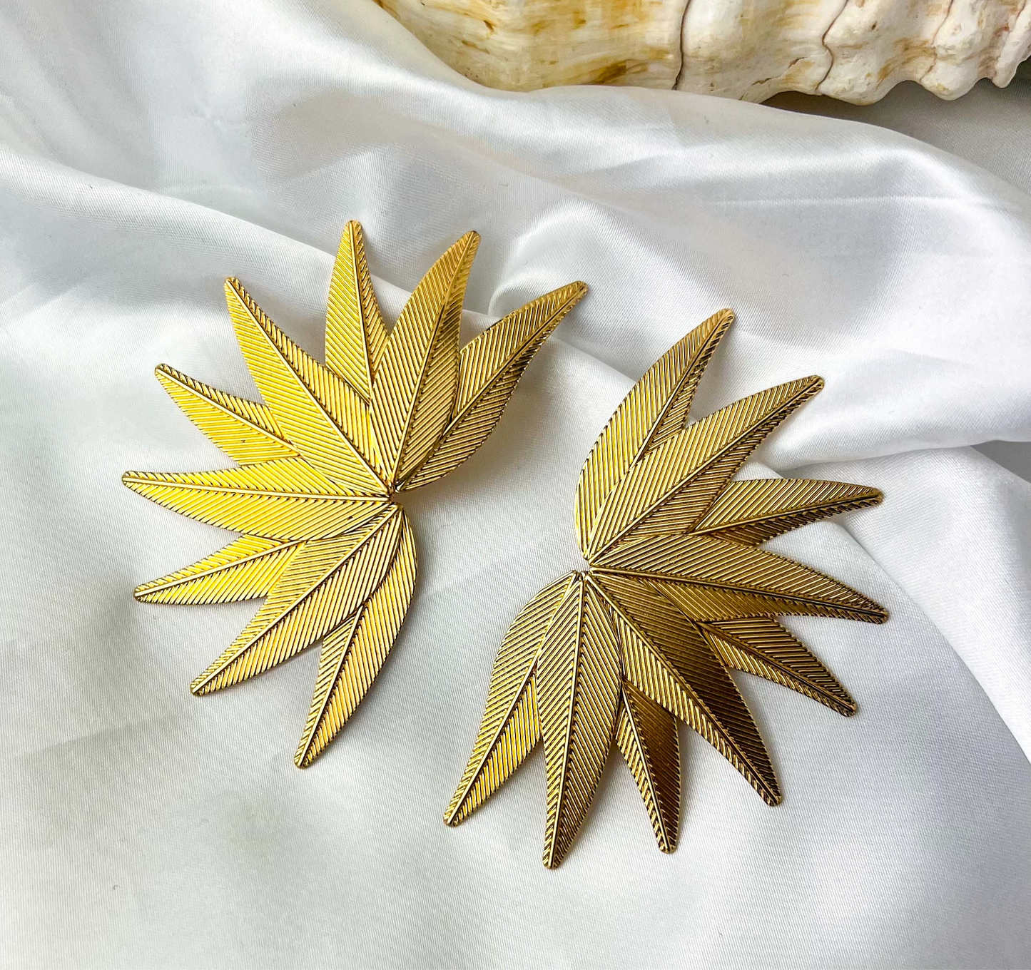 Gold and Silver Leaves Statement Earring