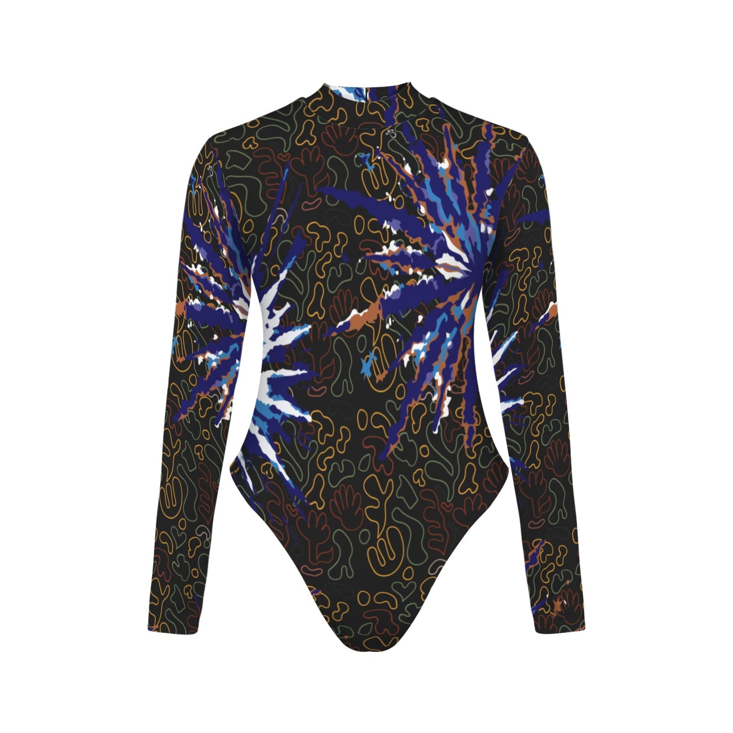Tie-Dye Long Sleeve Backless One-Piece Swimsuit