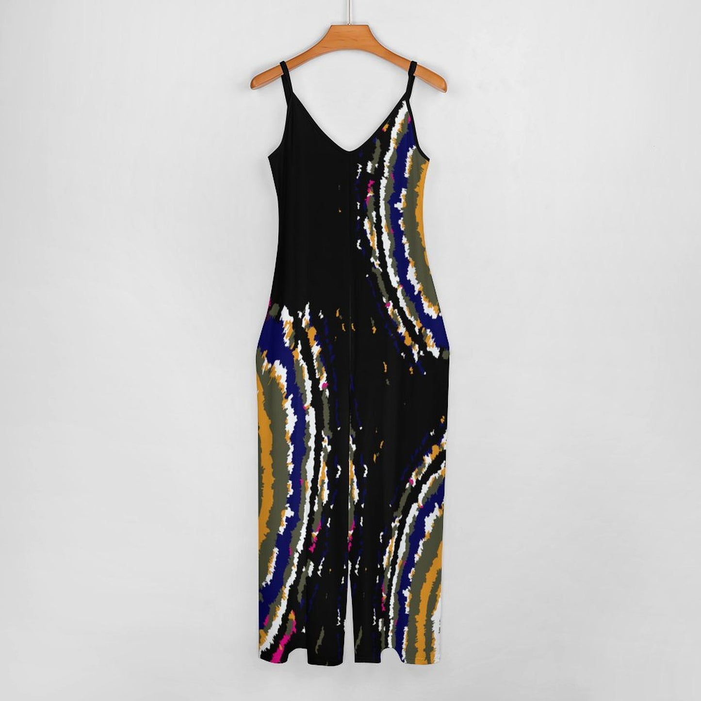 Black Tie and Dye Suspender Jumpsuit