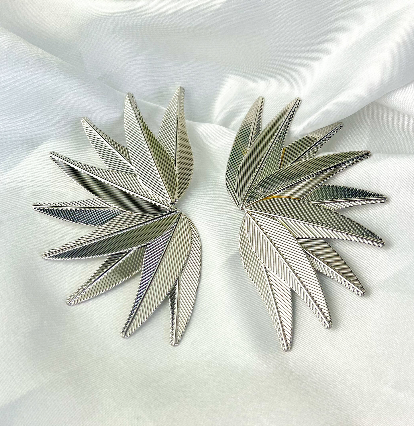 Gold and Silver Leaves Statement Earring