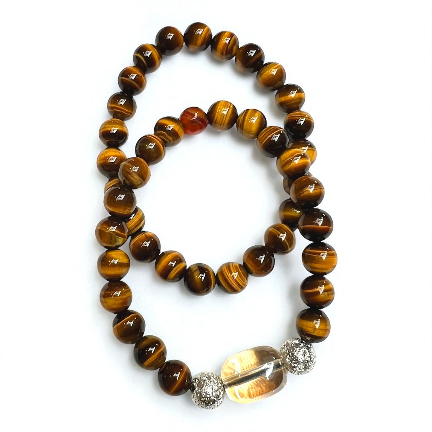 Genuine Tiger Eye Elastic Bracelet Set