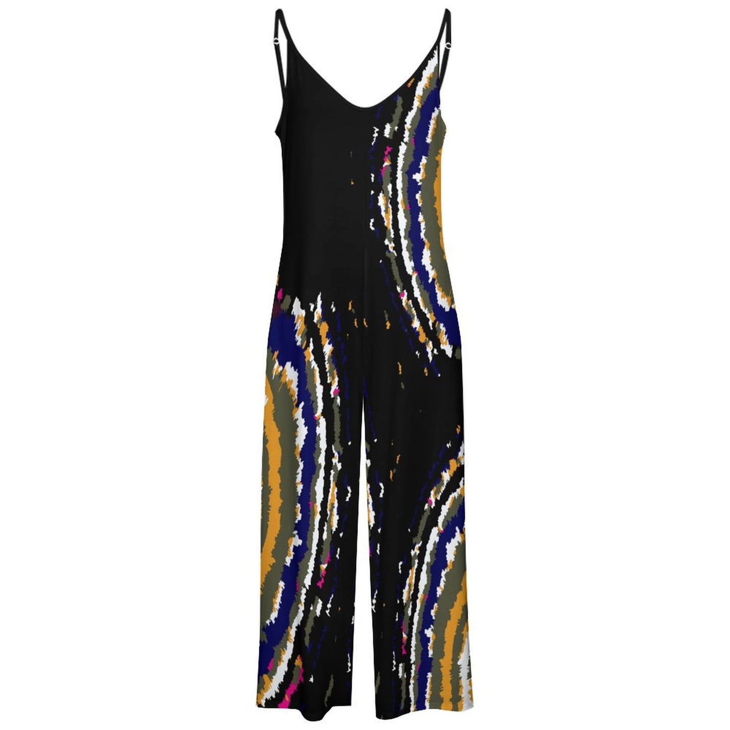 Black Tie and Dye Suspender Jumpsuit