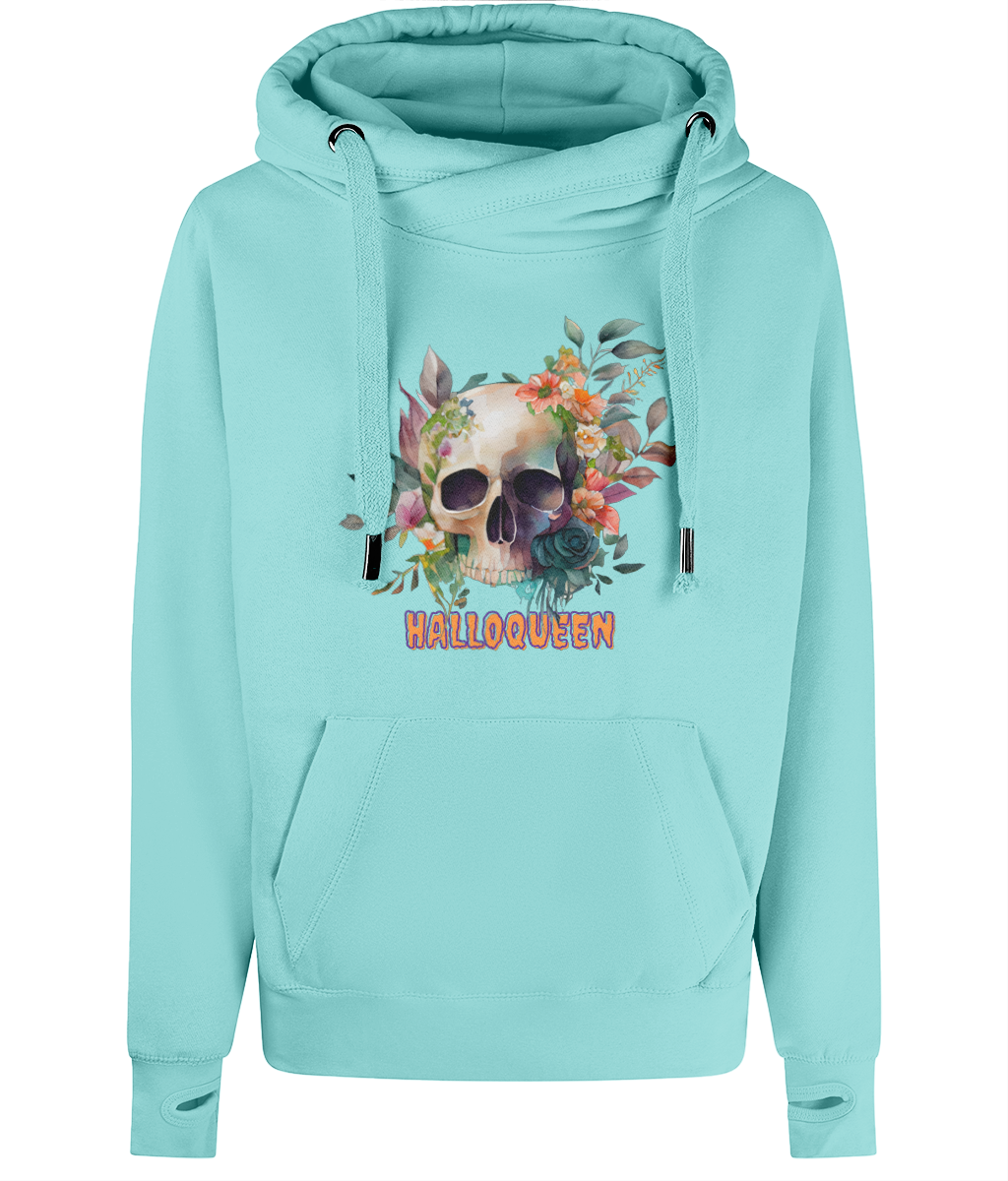 Unisex Halloween Skull Quote Cross Neck Hoodie