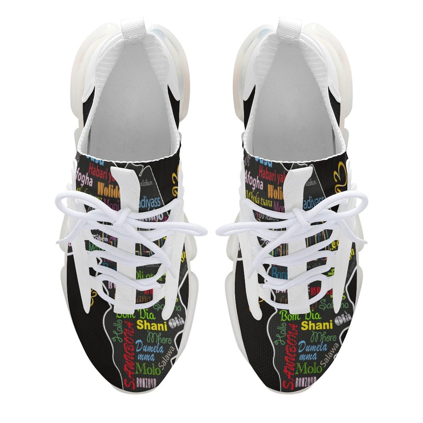 Black AfriBix Pidgin Print Unisex Sneakers Running Shoes