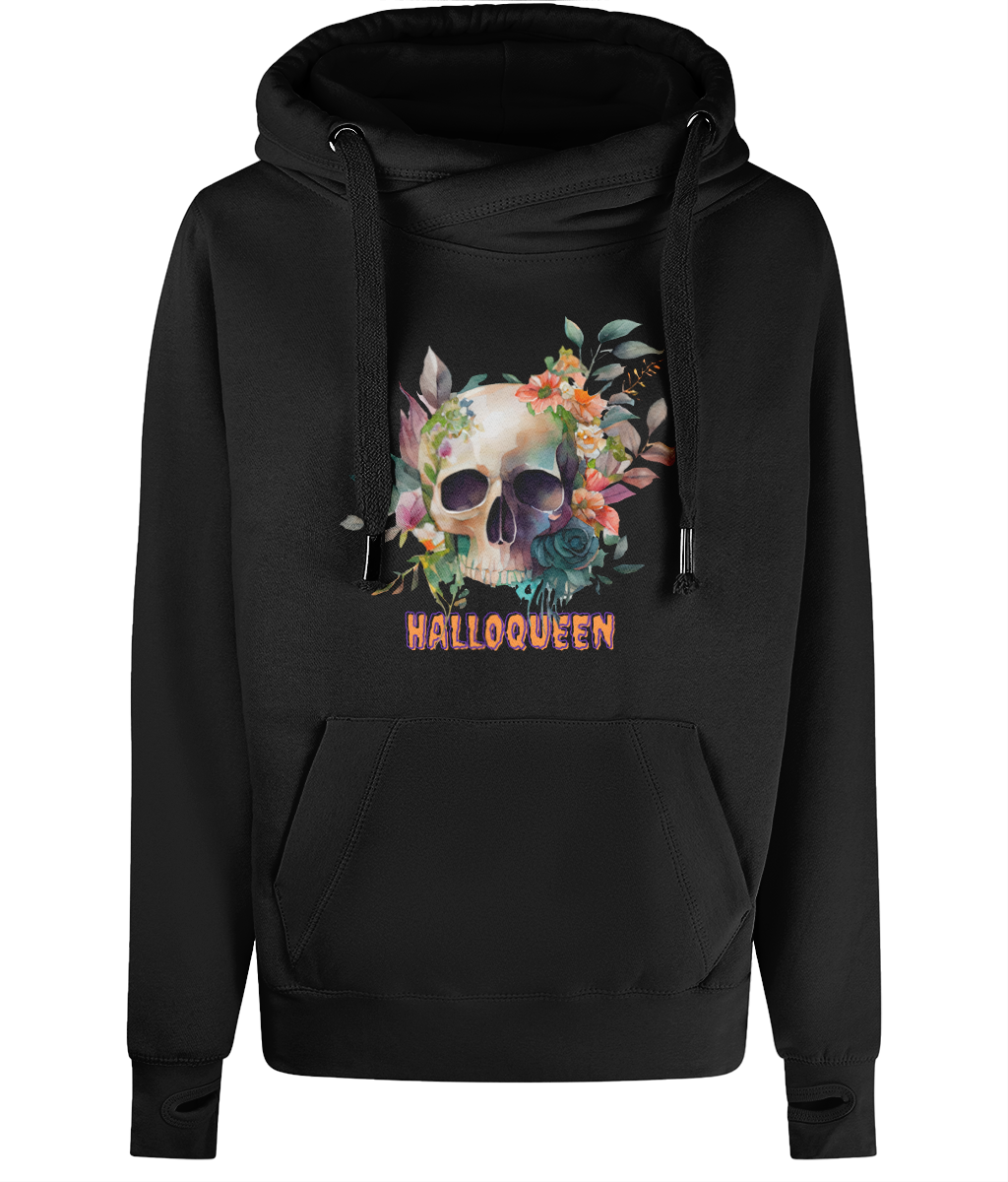 Unisex Halloween Skull Quote Cross Neck Hoodie