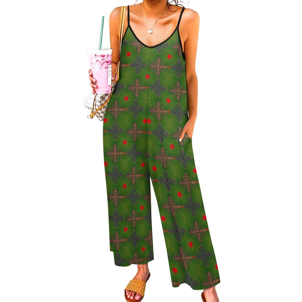 Green Ankara Suspender Jumpsuit