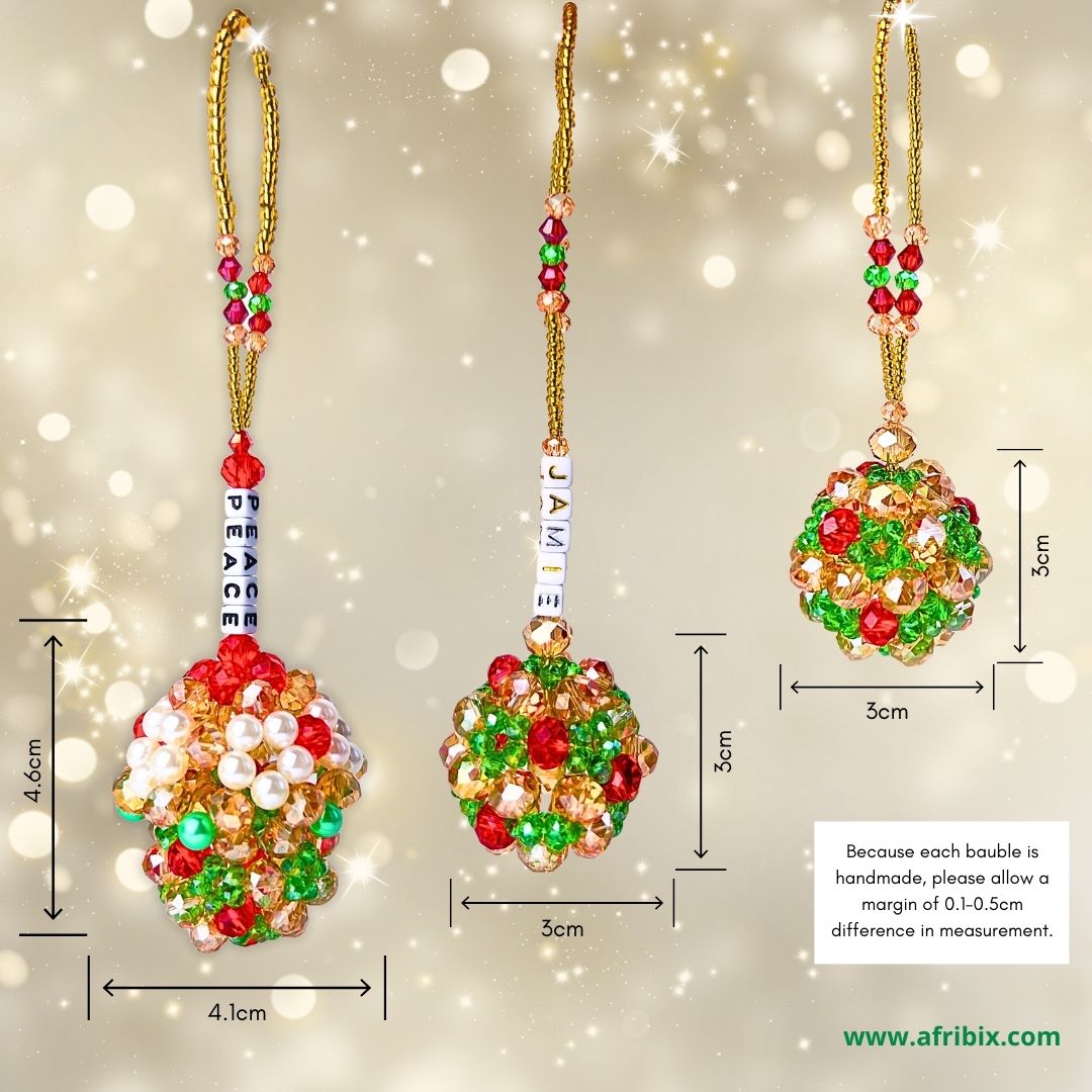 Red, Gold and Green Personalised Luxury Crystal Bauble |Christmas Ornament