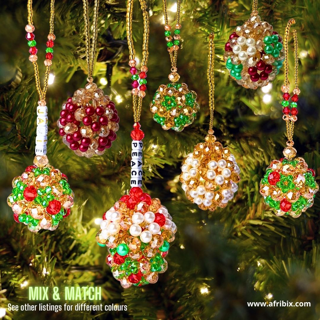 Red, Gold and Green Personalised Luxury Crystal Bauble |Christmas Ornament