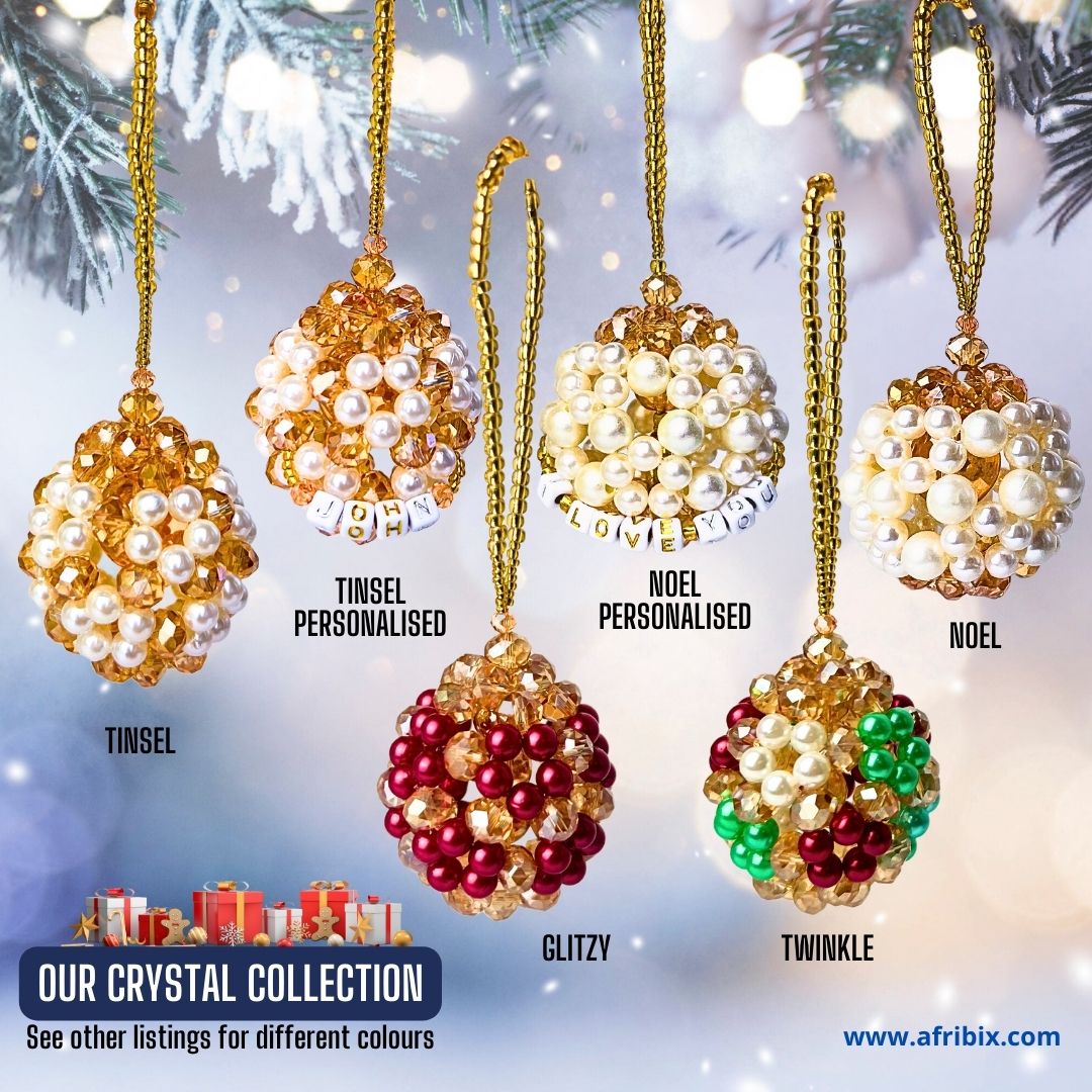 Red, Gold and Green Personalised Luxury Crystal Bauble |Christmas Ornament