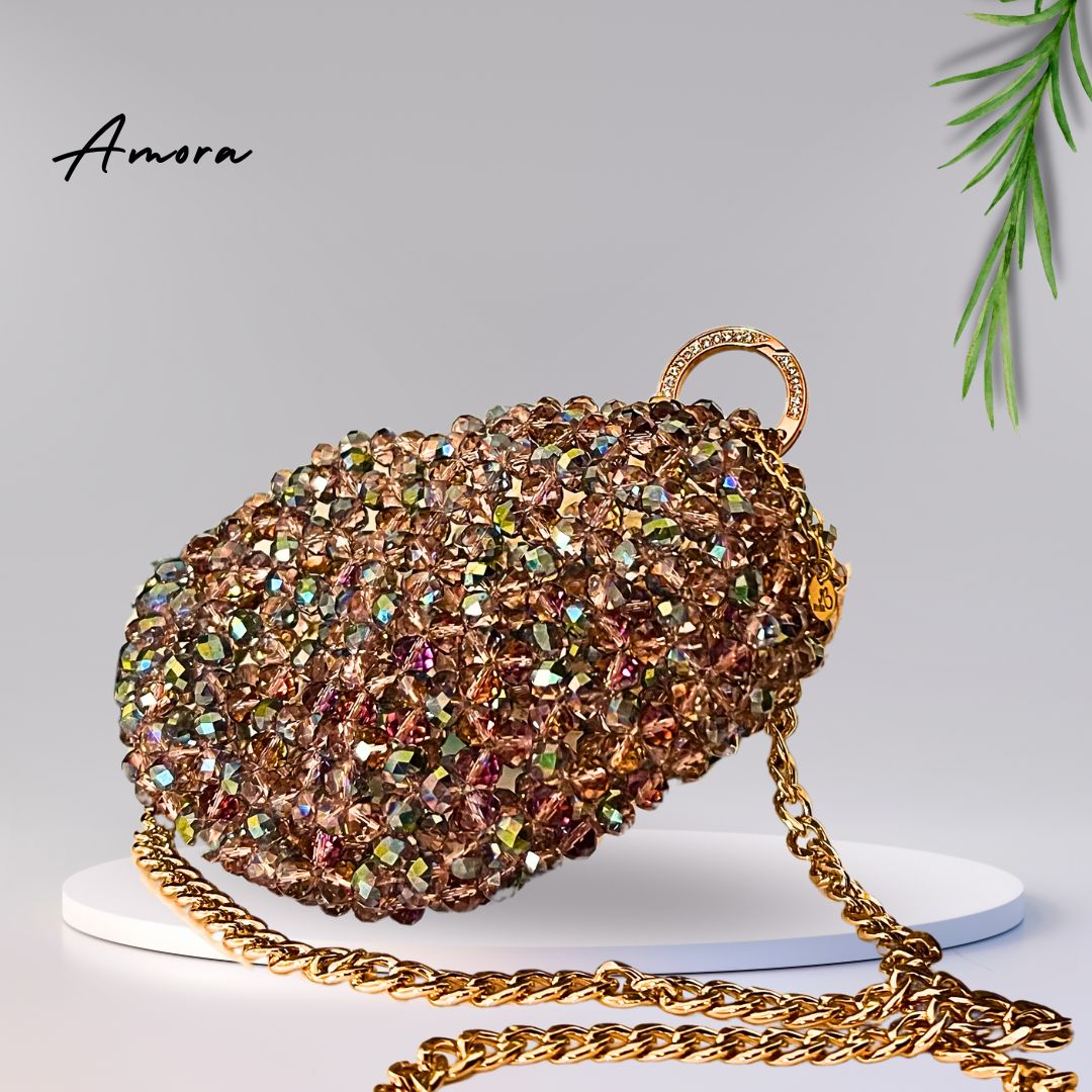 Crystal Heart Purse Dinner Hand Bag - Amora