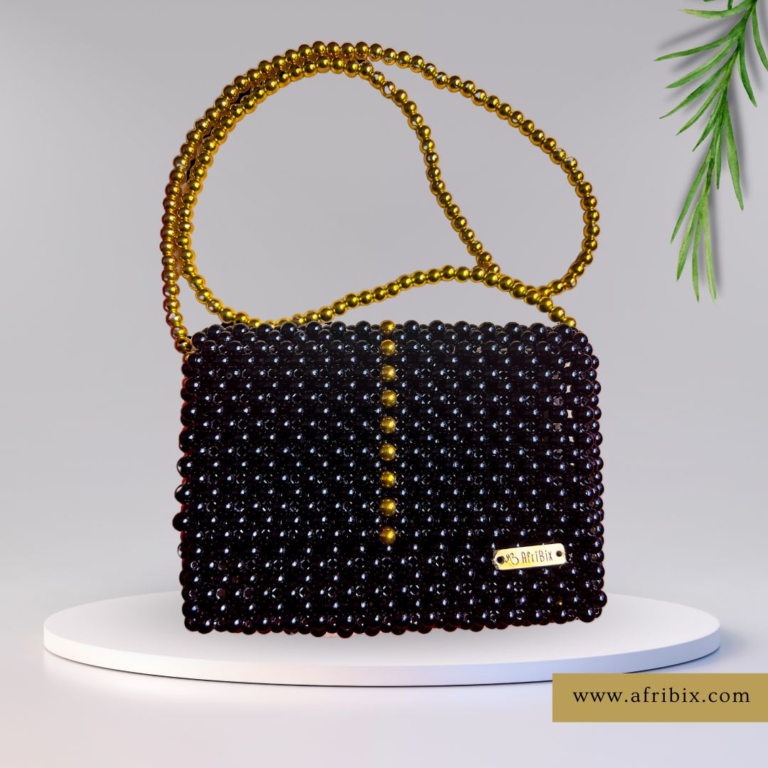 Black and Gold Cross Body Hand Bag and Waist Bag - Astarte