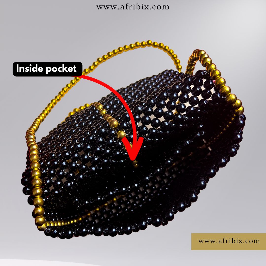 Black and Gold Cross Body Hand Bag and Waist Bag - Astarte