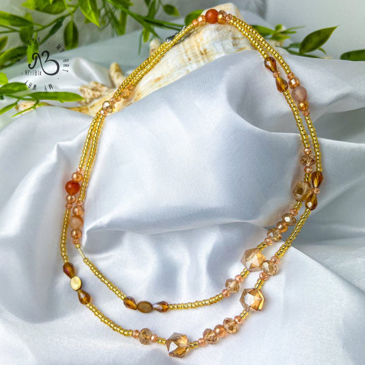 AfriBix Luminous Gold Crystal Waist Bead | Aurora Gold