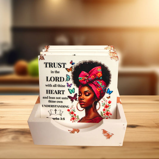 Bible Verse Portrait Coasters - White | Handmade Eco-Ceramic