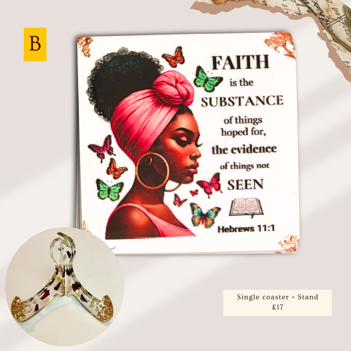 Bible Verse Portrait Coasters - White | Handmade Eco-Ceramic