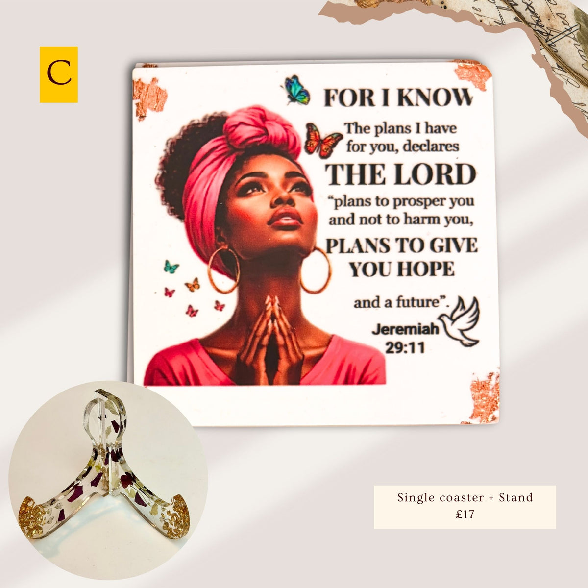 Bible Verse Portrait Coasters - White | Handmade Eco-Ceramic