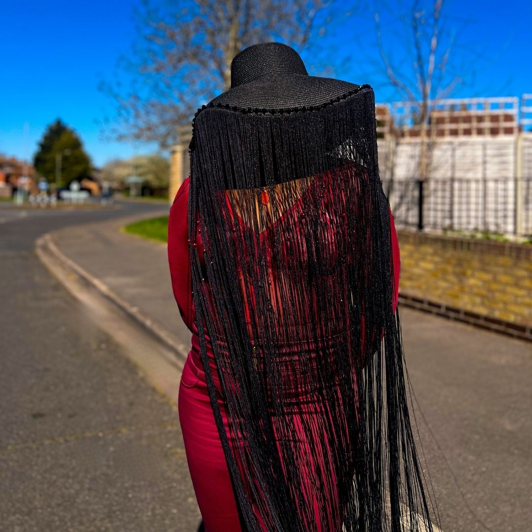 AfriBix Black Fringe Statement Hat - Diva
