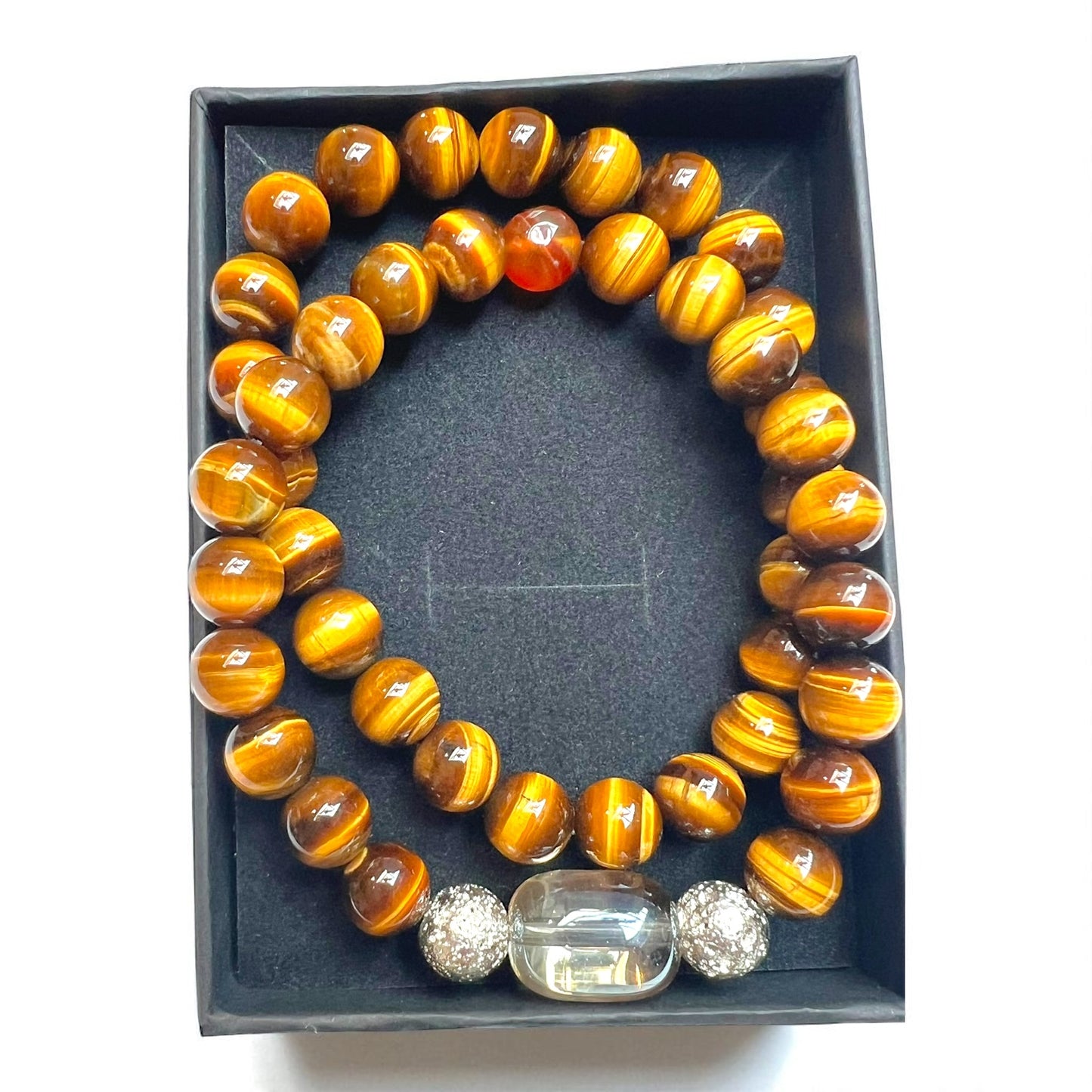 Genuine Tiger Eye Elastic Bracelet Set