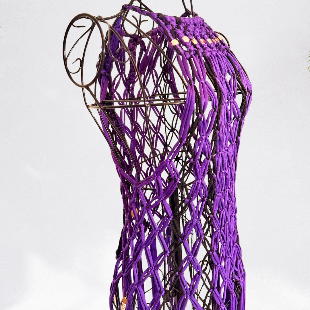 Halter Neck Fringe Net Top Dress - Lucy