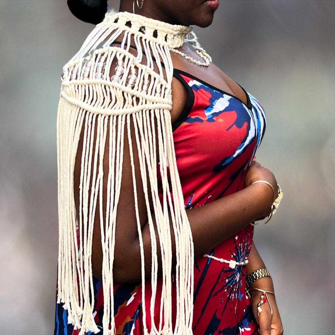 Oba Shoulder Armour Macrame Top