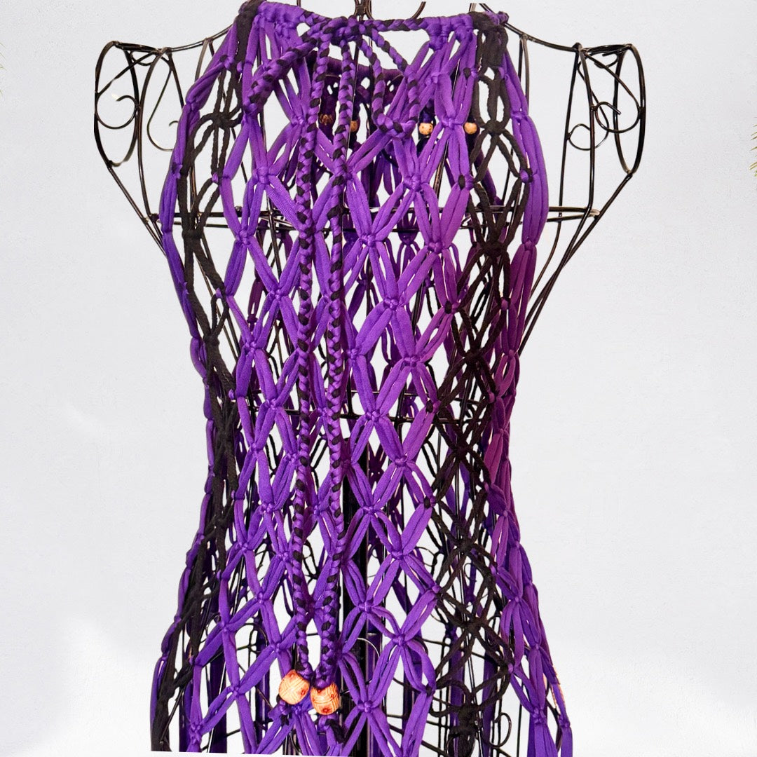 Halter Neck Fringe Net Top Dress - Lucy