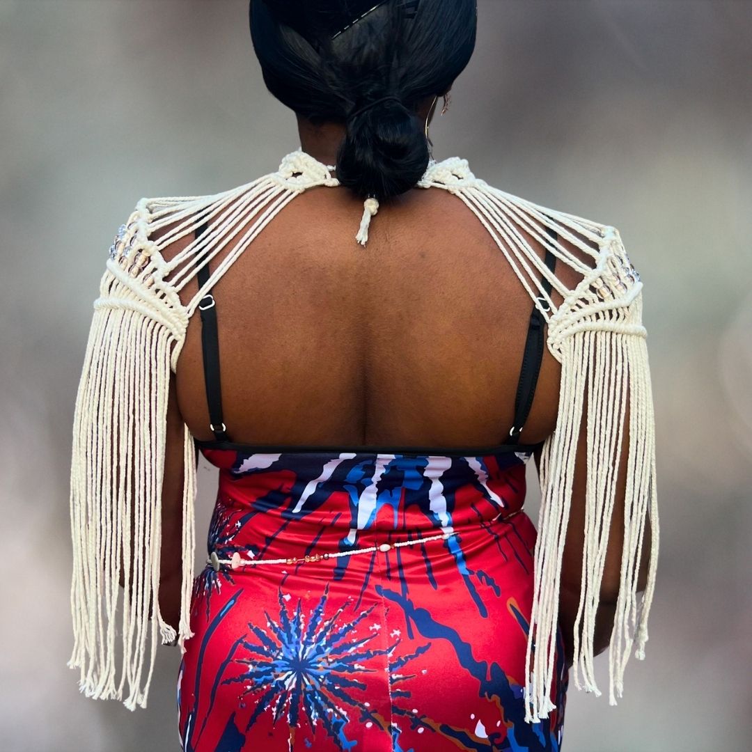 Oba Shoulder Armour Macrame Top