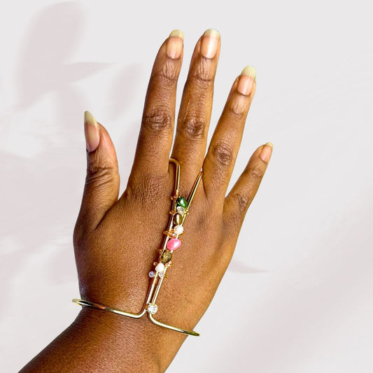 Freshwater Pearl Gold Ring Bracelet Cuff- Limited Edition