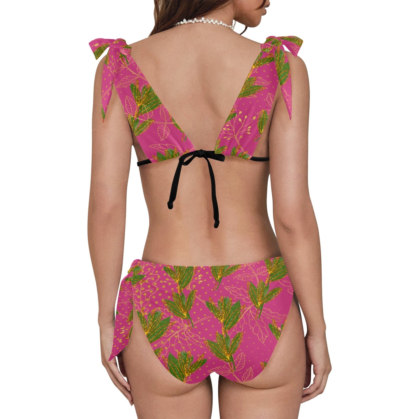 Gold Leaf Ankara Bikini Swimsuit