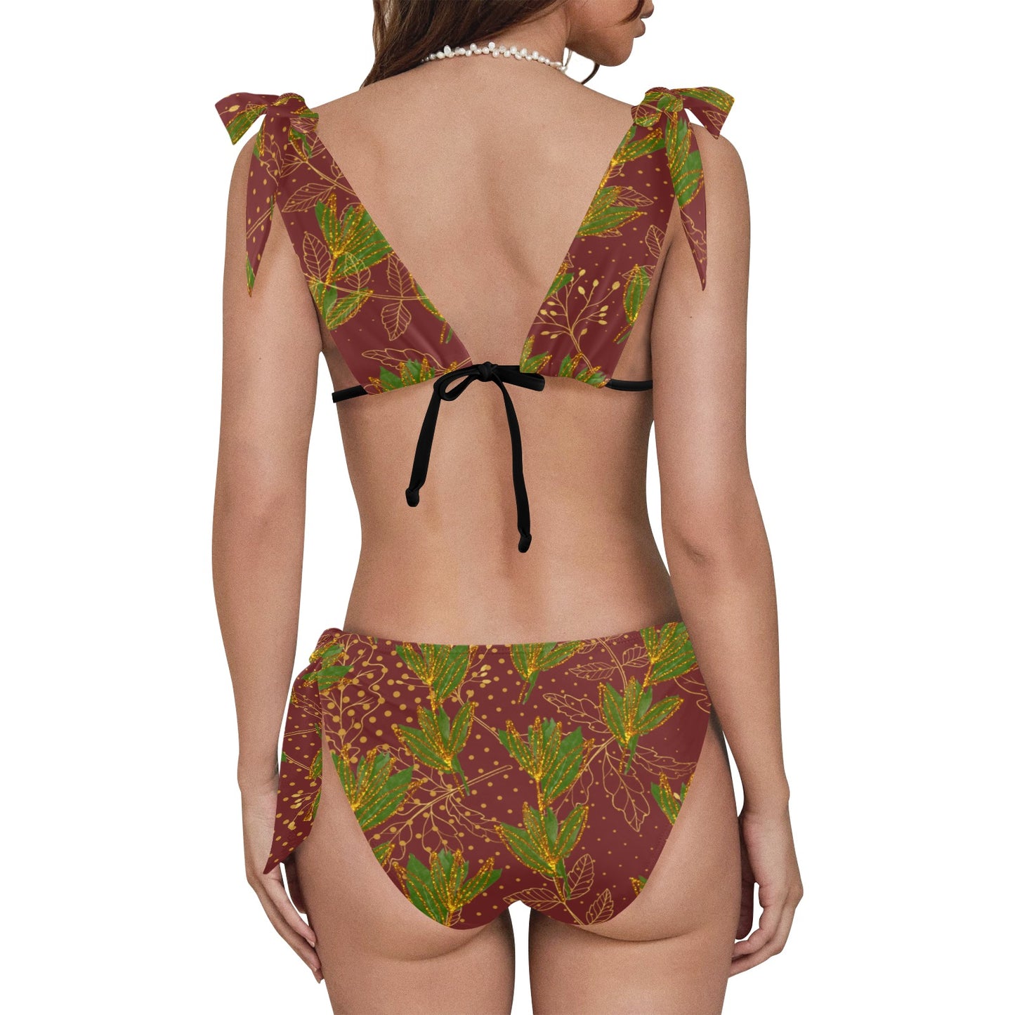 Gold Leaf Ankara Bikini Swimsuit