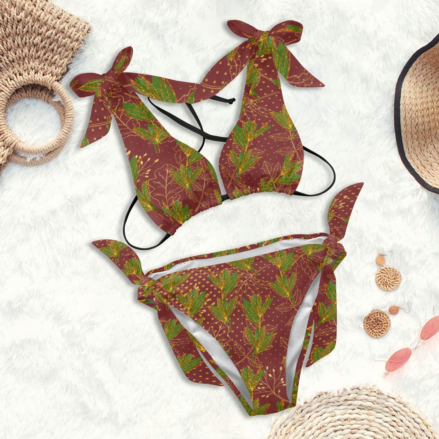 Gold Leaf Ankara Bikini Swimsuit