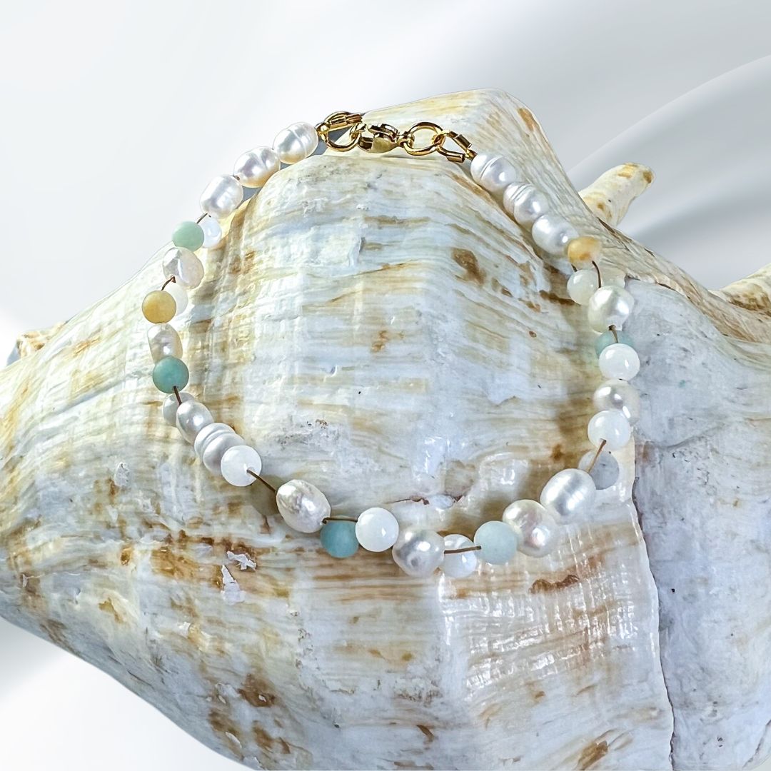 Freshwater Pearl and Amazonite Necklace Set