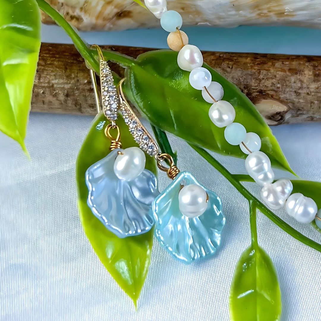 Freshwater Pearl and Amazonite Necklace Set