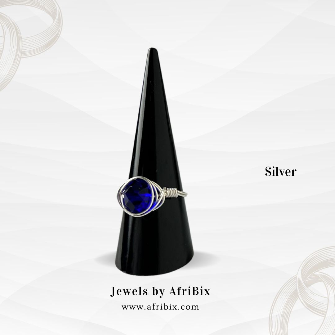 Blue crystal ring