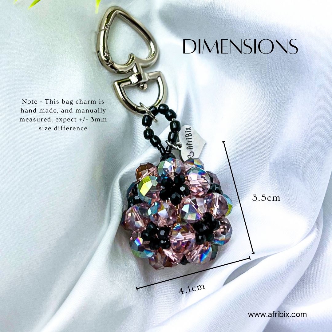 Lilac Purple Round Ball Crystal Bag Charm Purse Charm, Women's Bag Essentials