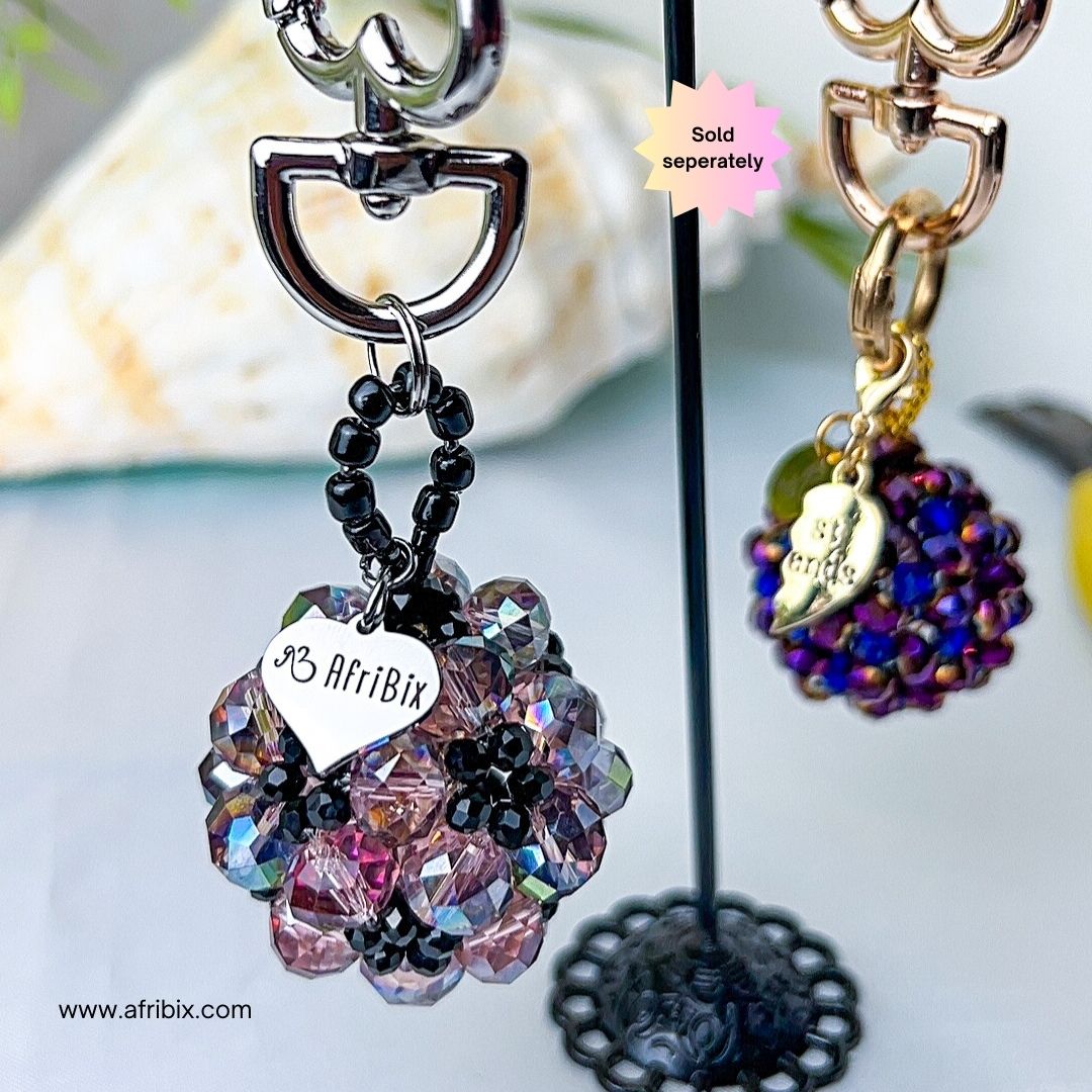 Lilac Purple Round Ball Crystal Bag Charm Purse Charm, Women's Bag Essentials