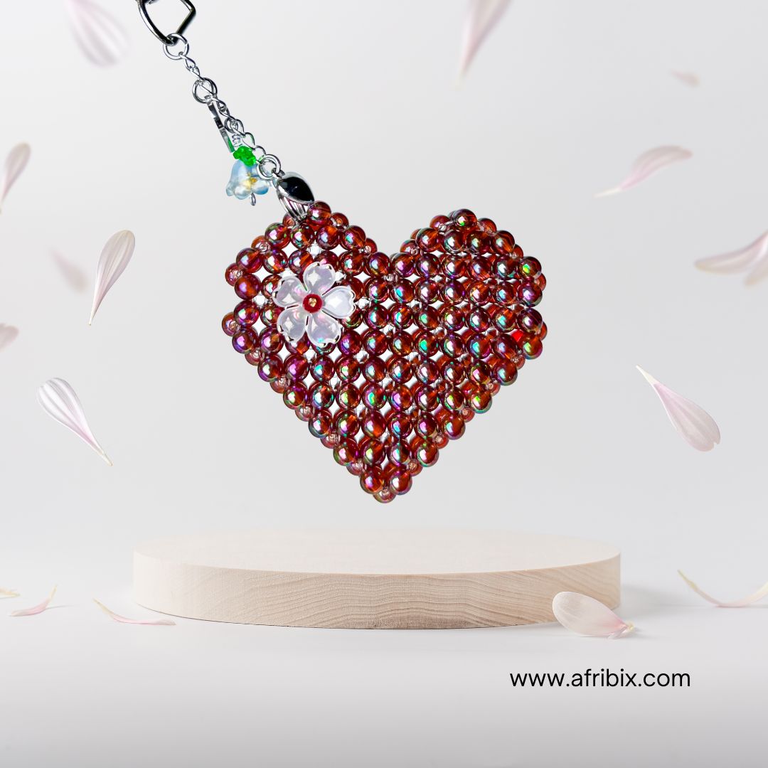 Love Heart Luxury Bag Charm, Women's Purple Floral Bag Accessory