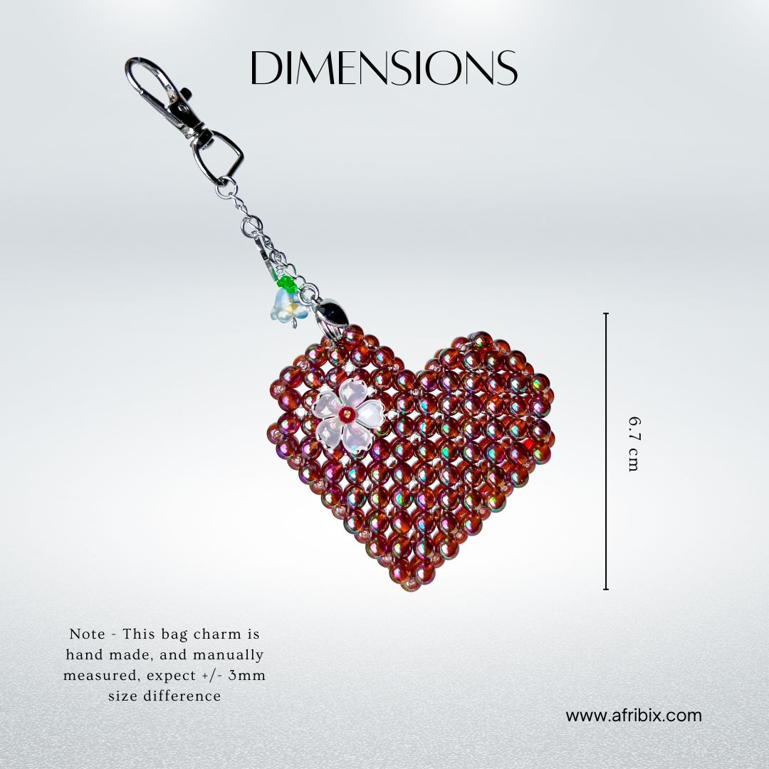 Love Heart Luxury Bag Charm, Women's Purple Floral Bag Accessory