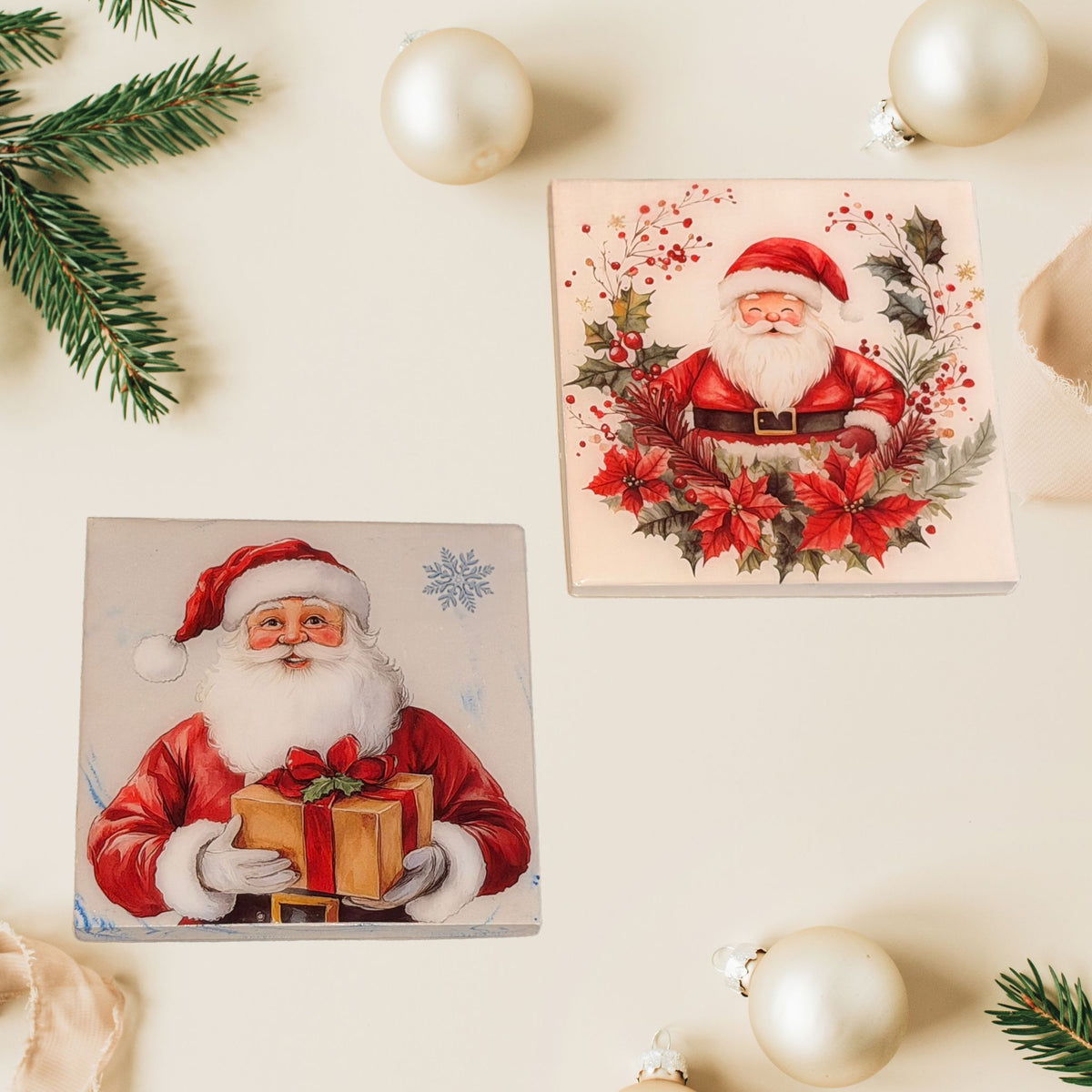 Santa's Little Moments | Christmas Art Coasters