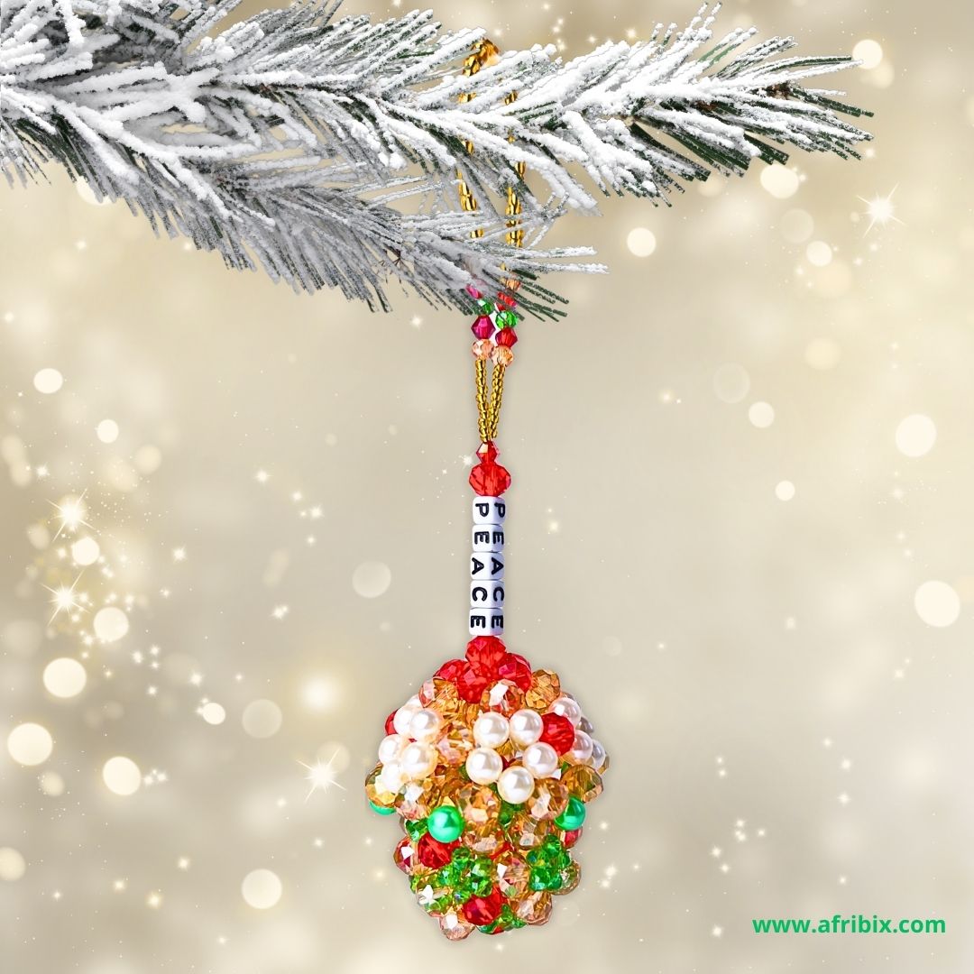 Red, Gold and Green Personalised Luxury Crystal Bauble |Christmas Ornament