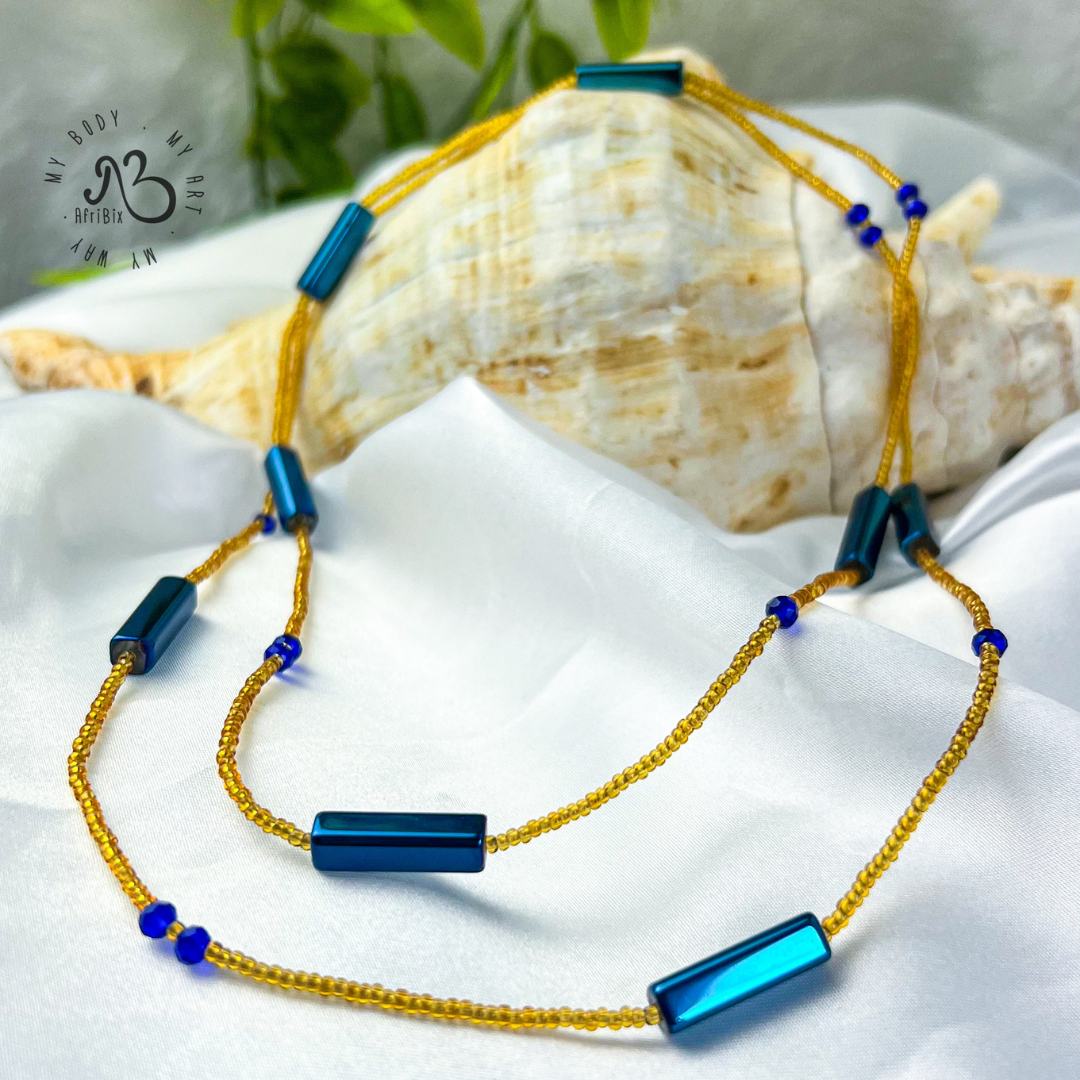 AfriBix Gold and Blue Waist Bead | Sapphira